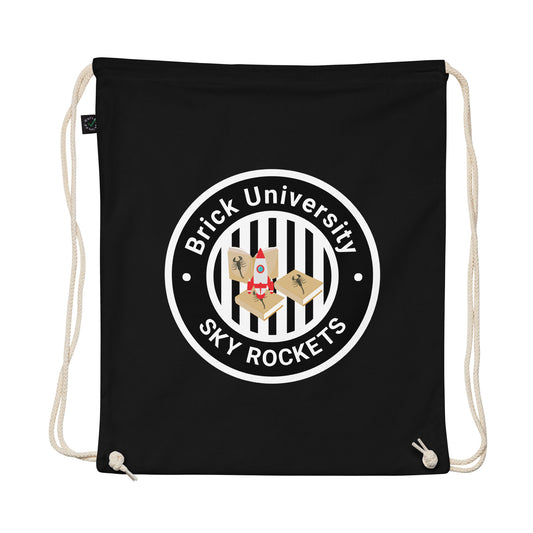 Brick University (Black Design) - Organic cotton drawstring bag