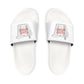 Inside Hustle Cup Logo - Men's Removable-Strap Sandals — White Slide Sandals with Medical IV Drip Graphic