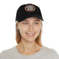Brick University (Black Design Behind Bars) - Hat with Leather Patch (Round)
