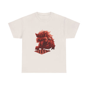 Wolf Playing Chess (Red Team) - Unisex Heavy Cotton Tee