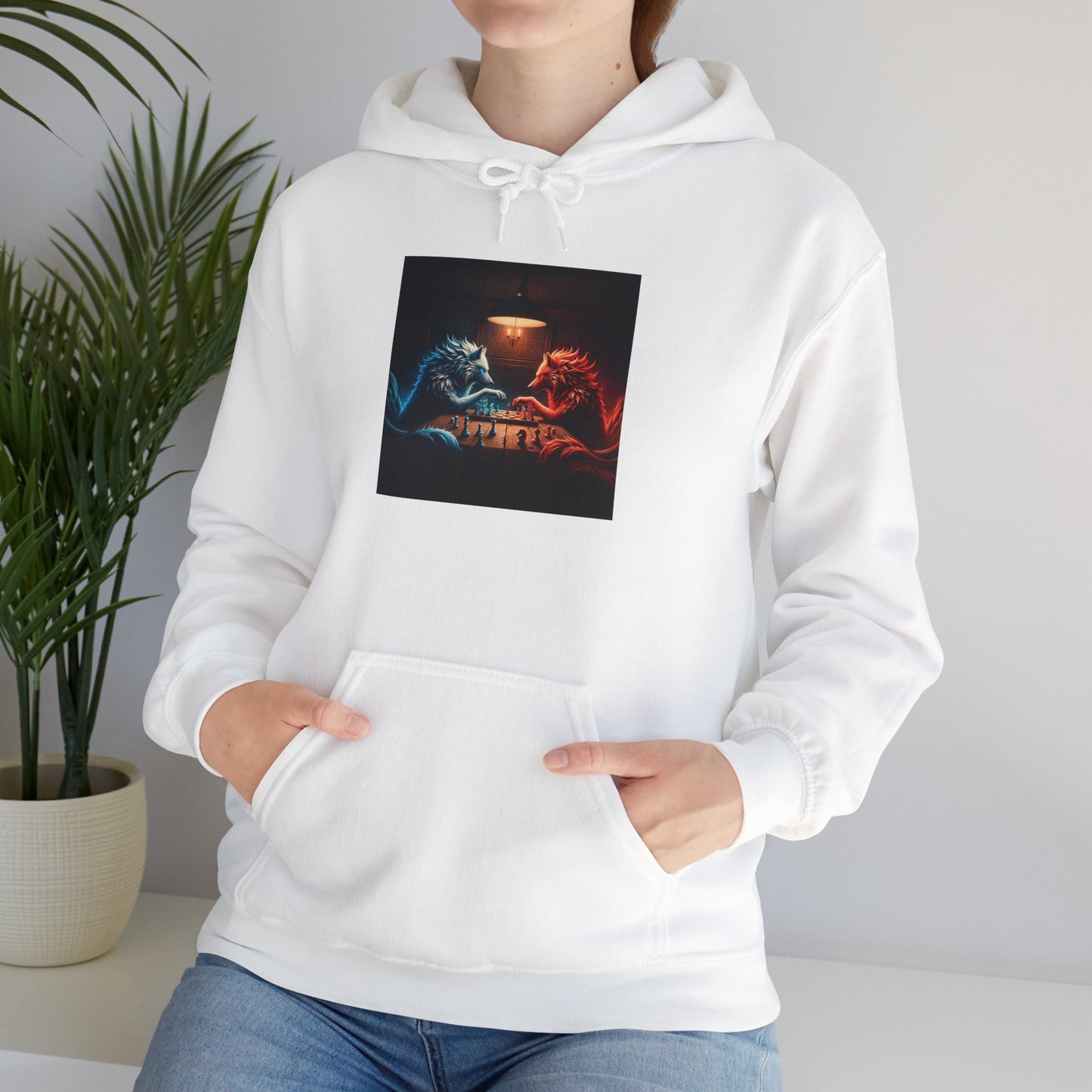 Wolves Playing Chess - Unisex Heavy Blend™ Hooded Sweatshirt
