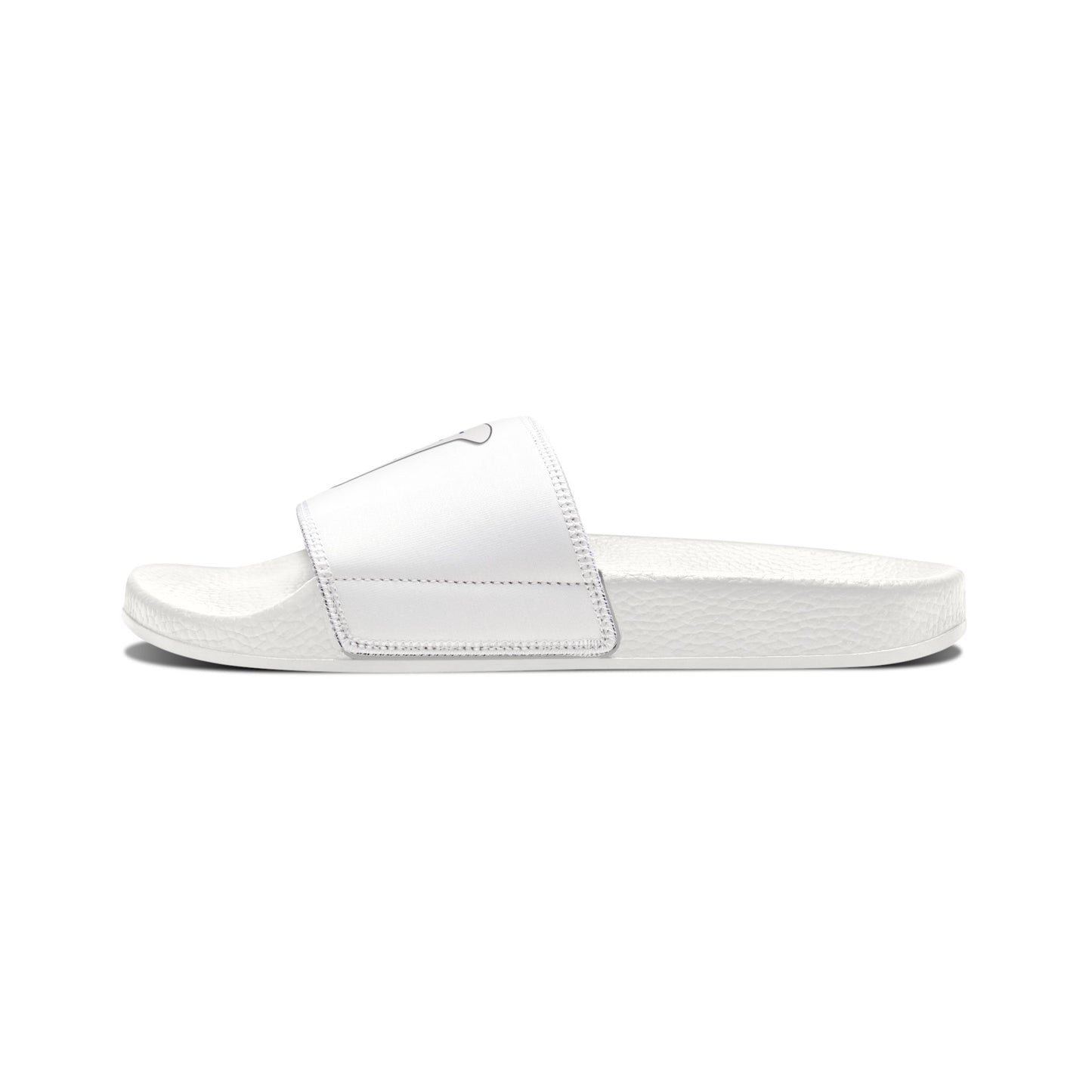 Inside Hustle Cup Logo - Men's Removable-Strap Sandals — White Slide Sandals with Medical IV Drip Graphic