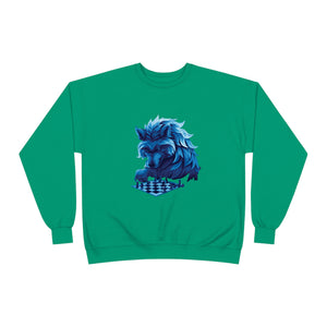 Wolf Playing Chess (Blue Team) - Unisex EcoSmart® Crewneck Sweatshirt