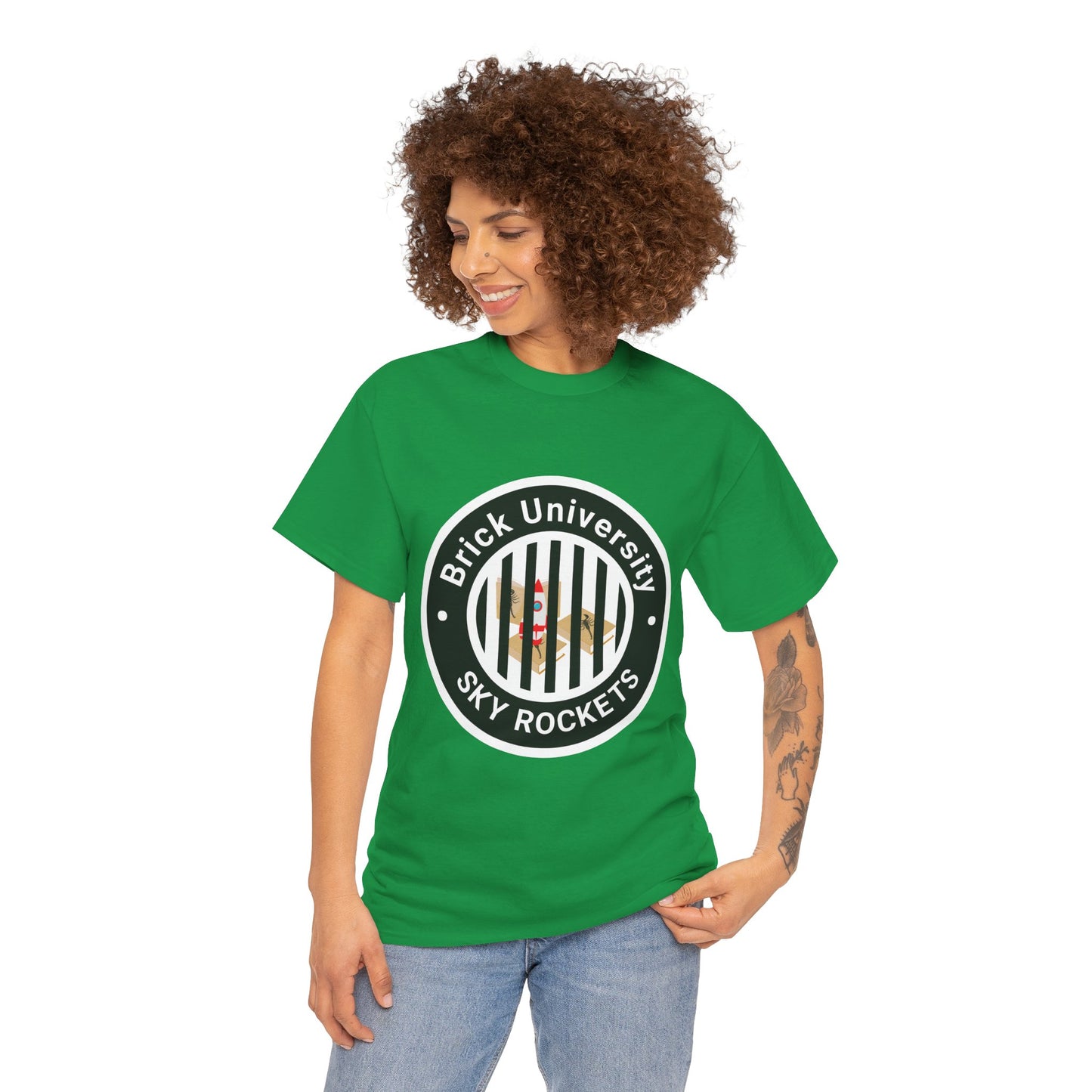 Brick University (Black Design Behind Bars) - Unisex Heavy Cotton Tee