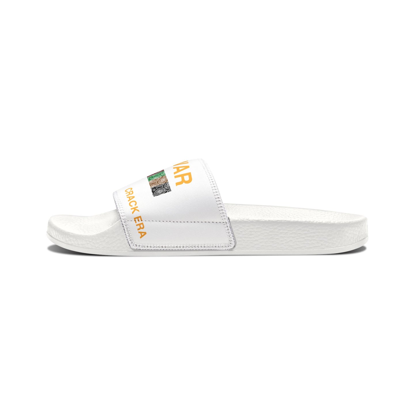 Drug War Vet - Slide Sandals — White Removable‑Strap Slides