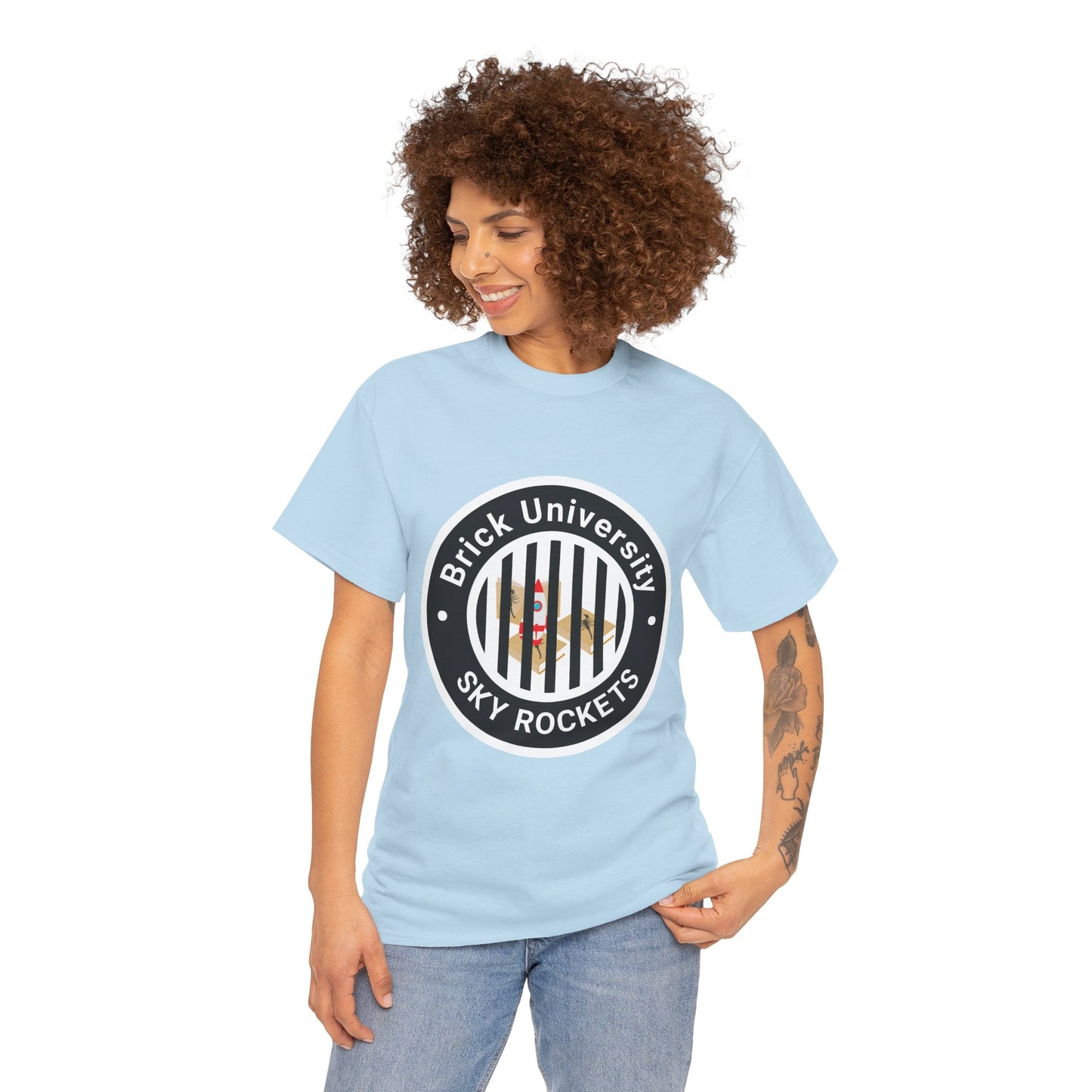 Brick University (Black Design Behind Bars) - Unisex Heavy Cotton Tee