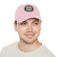 Brick University (Black Design Behind Bars) - Hat with Leather Patch (Round)