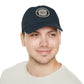 Brick University (Black Design Behind Bars) - Hat with Leather Patch (Round)