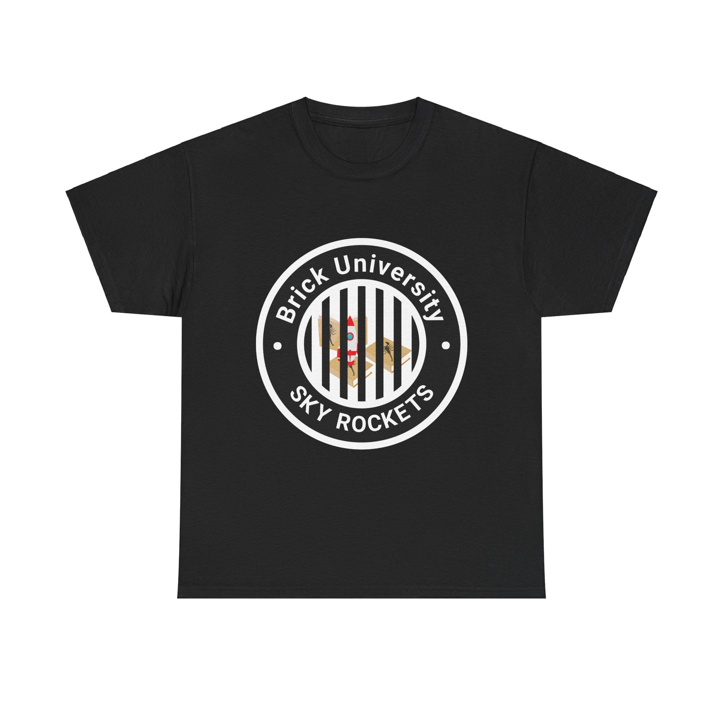 Brick University (Black Design Behind Bars) - Unisex Heavy Cotton Tee