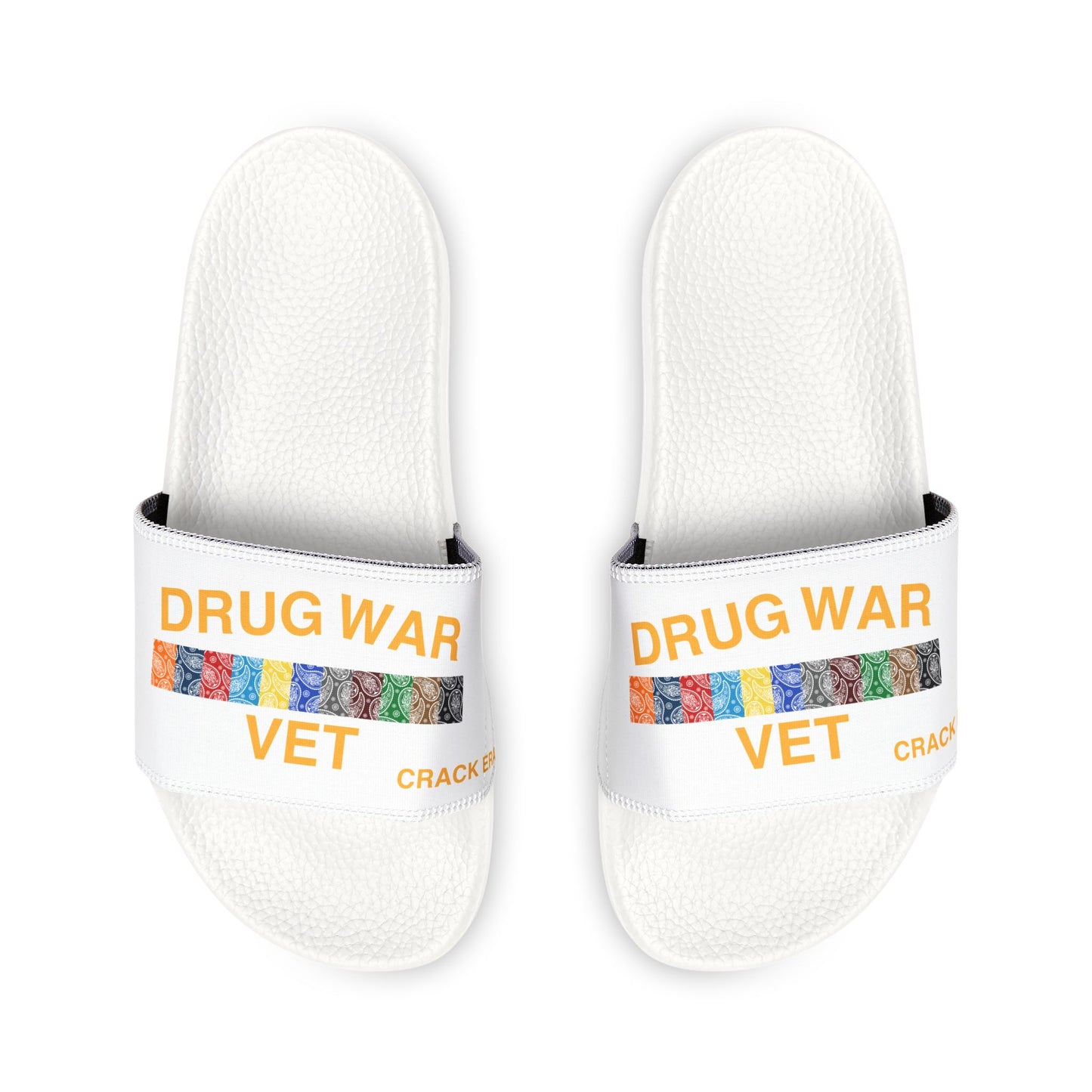 Drug War Vet - Slide Sandals — White Removable‑Strap Slides