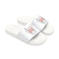 Inside Hustle Cup Logo - Men's Removable-Strap Sandals — White Slide Sandals with Medical IV Drip Graphic