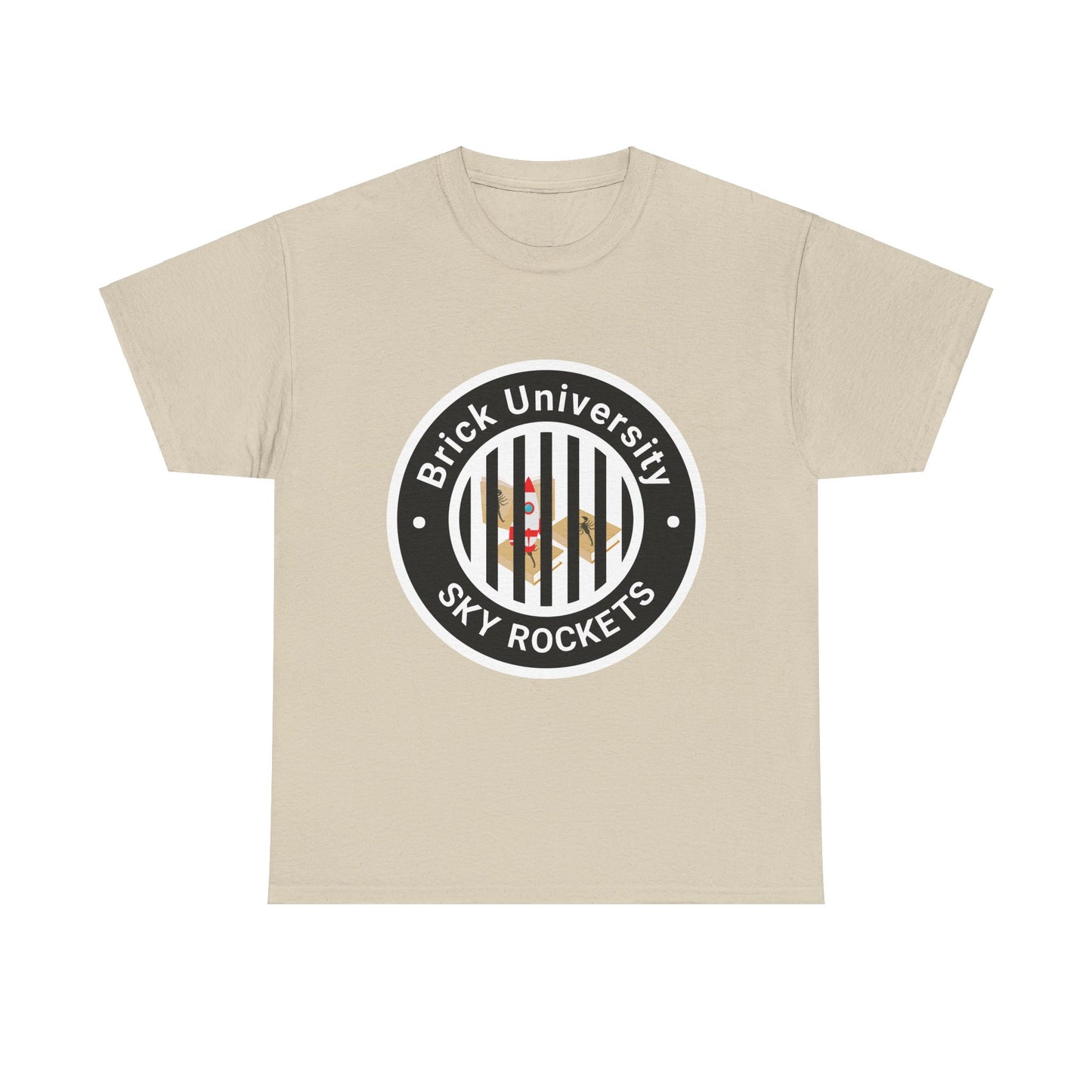 Brick University (Black Design Behind Bars) - Unisex Heavy Cotton Tee