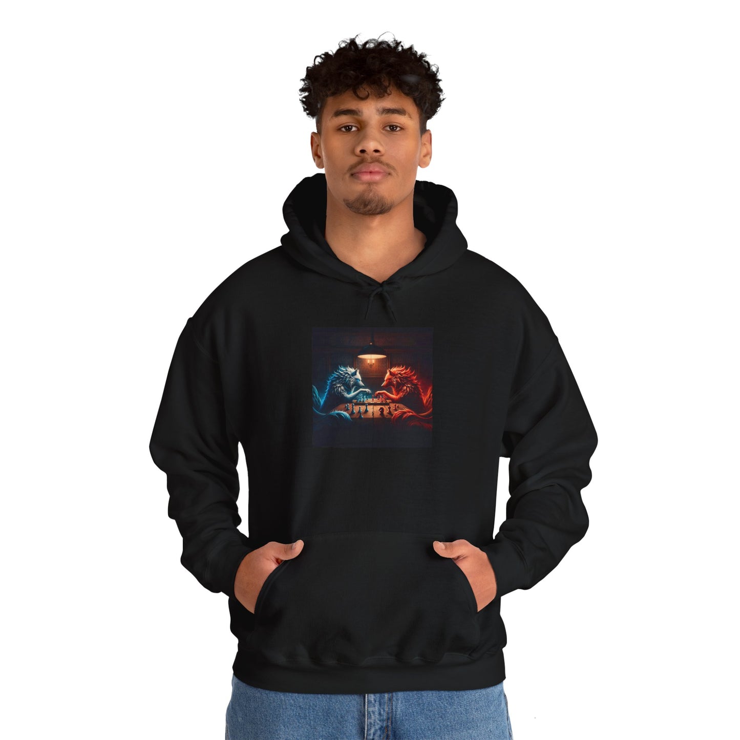 Wolves Playing Chess - Unisex Heavy Blend™ Hooded Sweatshirt