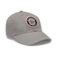 Brick University (Black Design Behind Bars) - Hat with Leather Patch (Round)