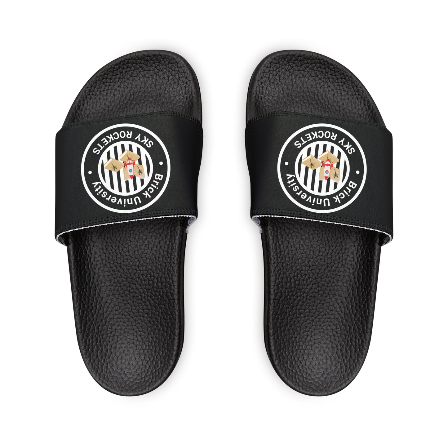 Brick University (Black-outside) - Slide Sandals — Removable‑Strap Slides