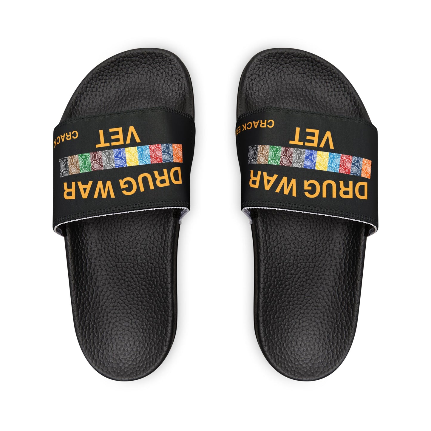 Drug War Vet - Slide Sandals — White Removable‑Strap Slides