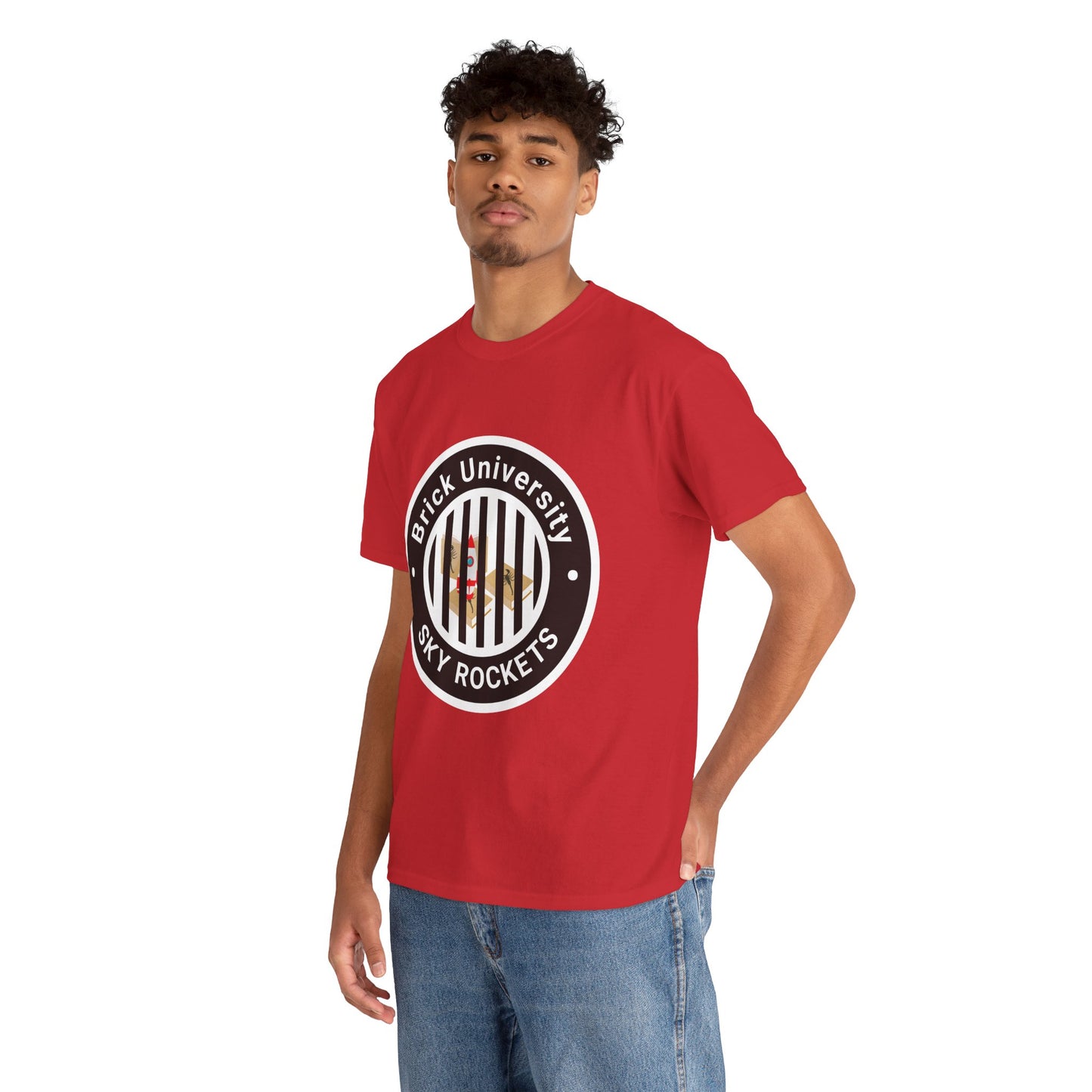 Brick University (Black Design Behind Bars) - Unisex Heavy Cotton Tee
