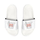 Inside Hustle Cup Logo - Men's Removable-Strap Sandals — White Slide Sandals with Medical IV Drip Graphic