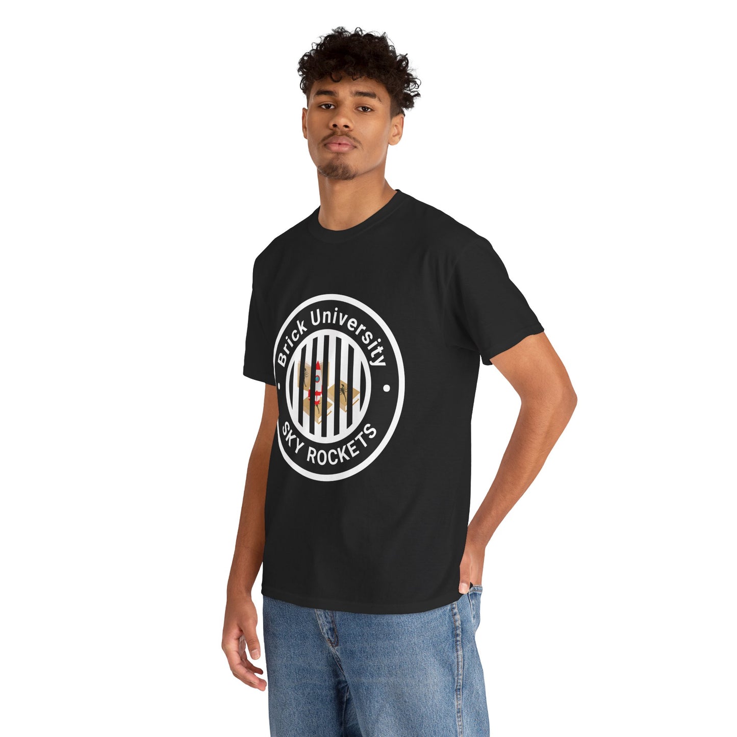 Brick University (Black Design Behind Bars) - Unisex Heavy Cotton Tee