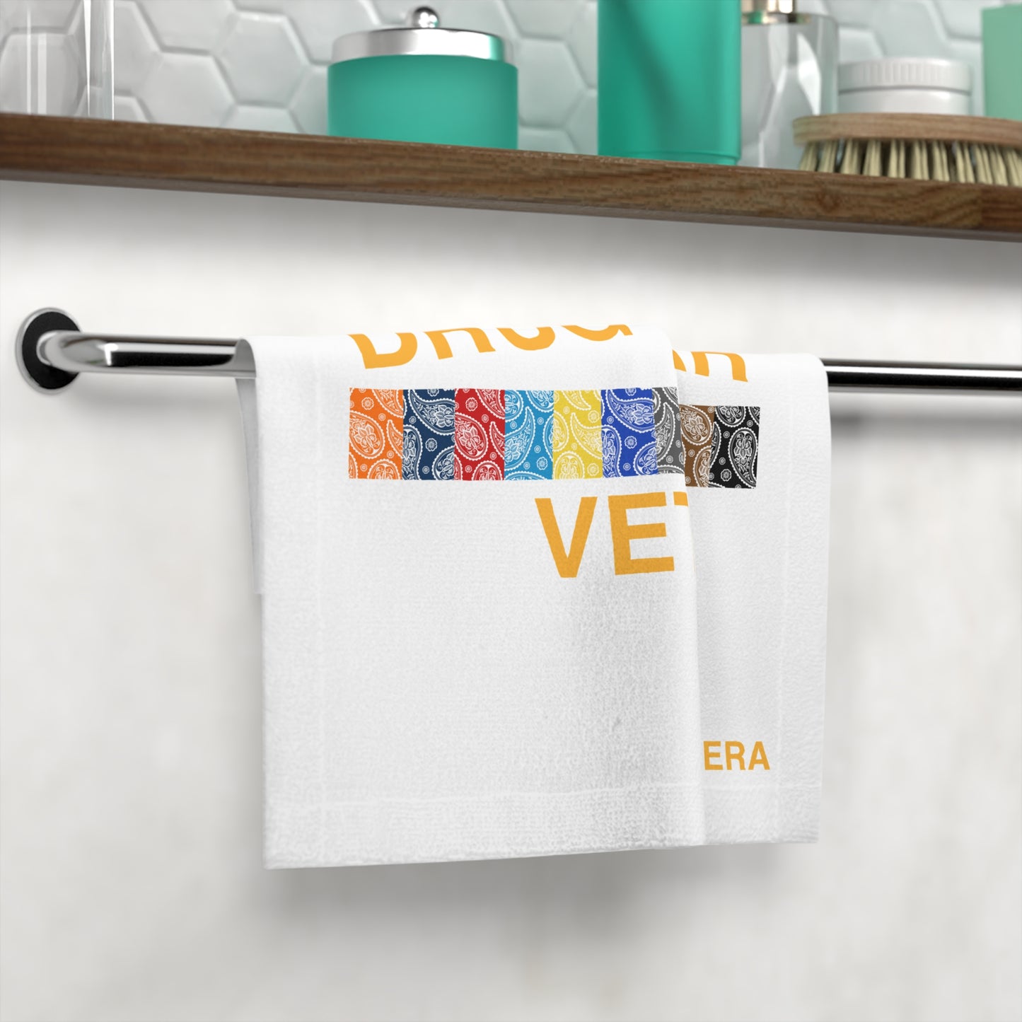 Drug War Vet Face Towel — Crack Era Vintage Bandana Stripe Design