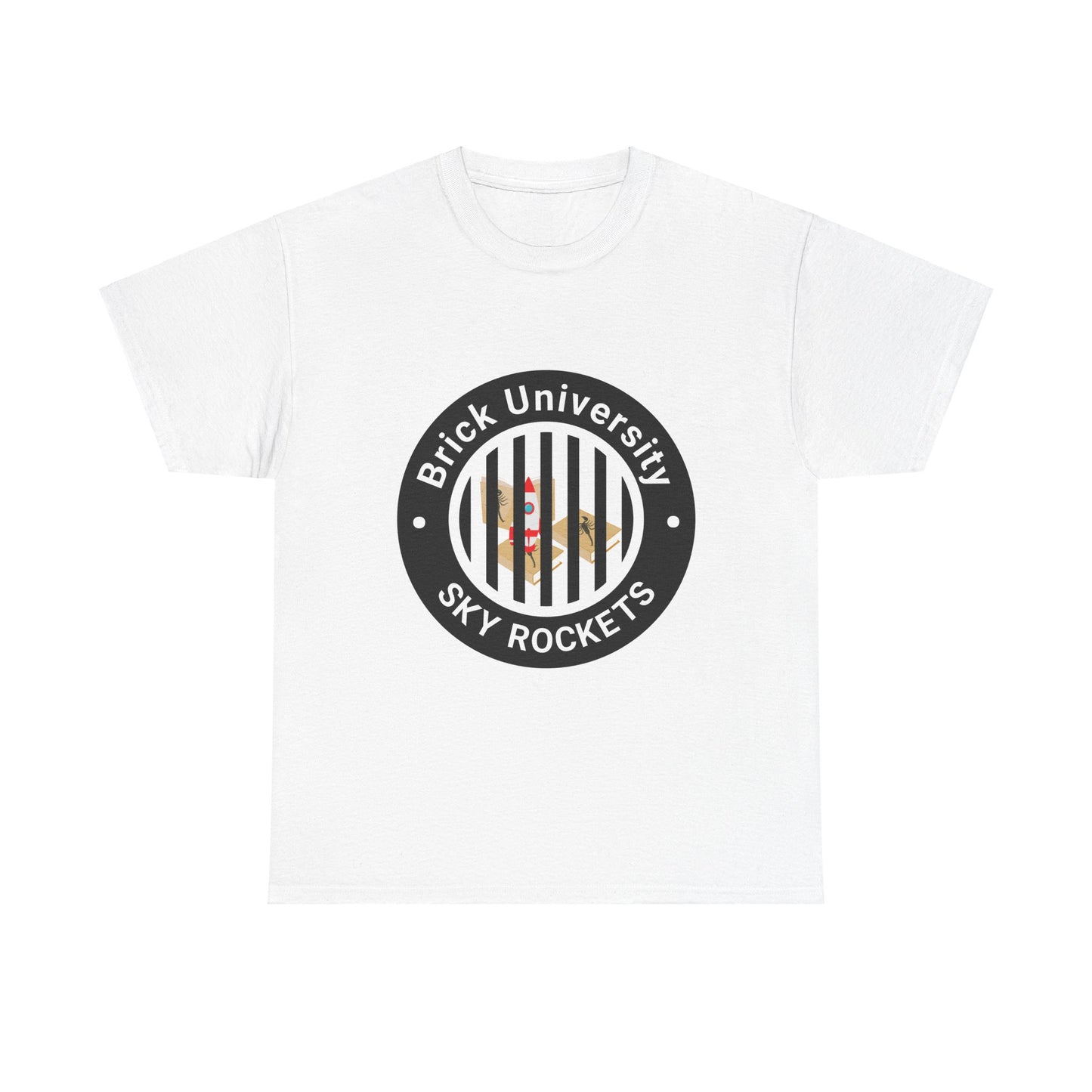 Brick University (Black Design Behind Bars) - Unisex Heavy Cotton Tee