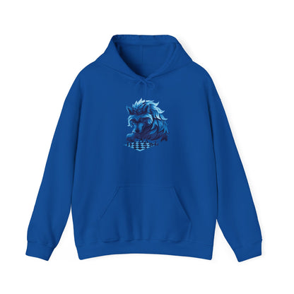 Wolf Playing Chess (Blue Team) - Unisex Heavy Blend™ Hooded Sweatshirt