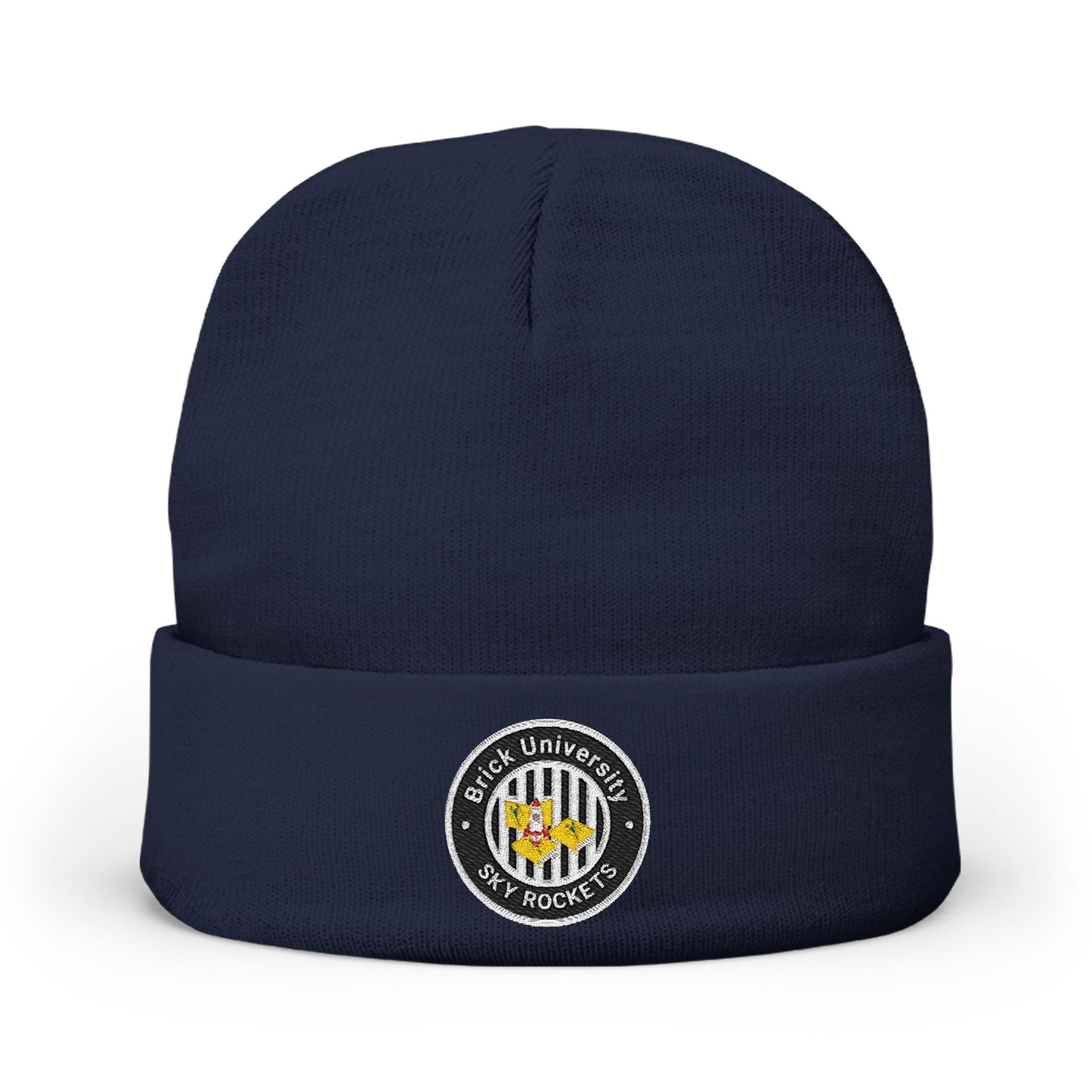 Brick University (Black-outside) Knit Beanie