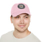 Brick University (Black Design Behind Bars) - Hat with Leather Patch (Round)
