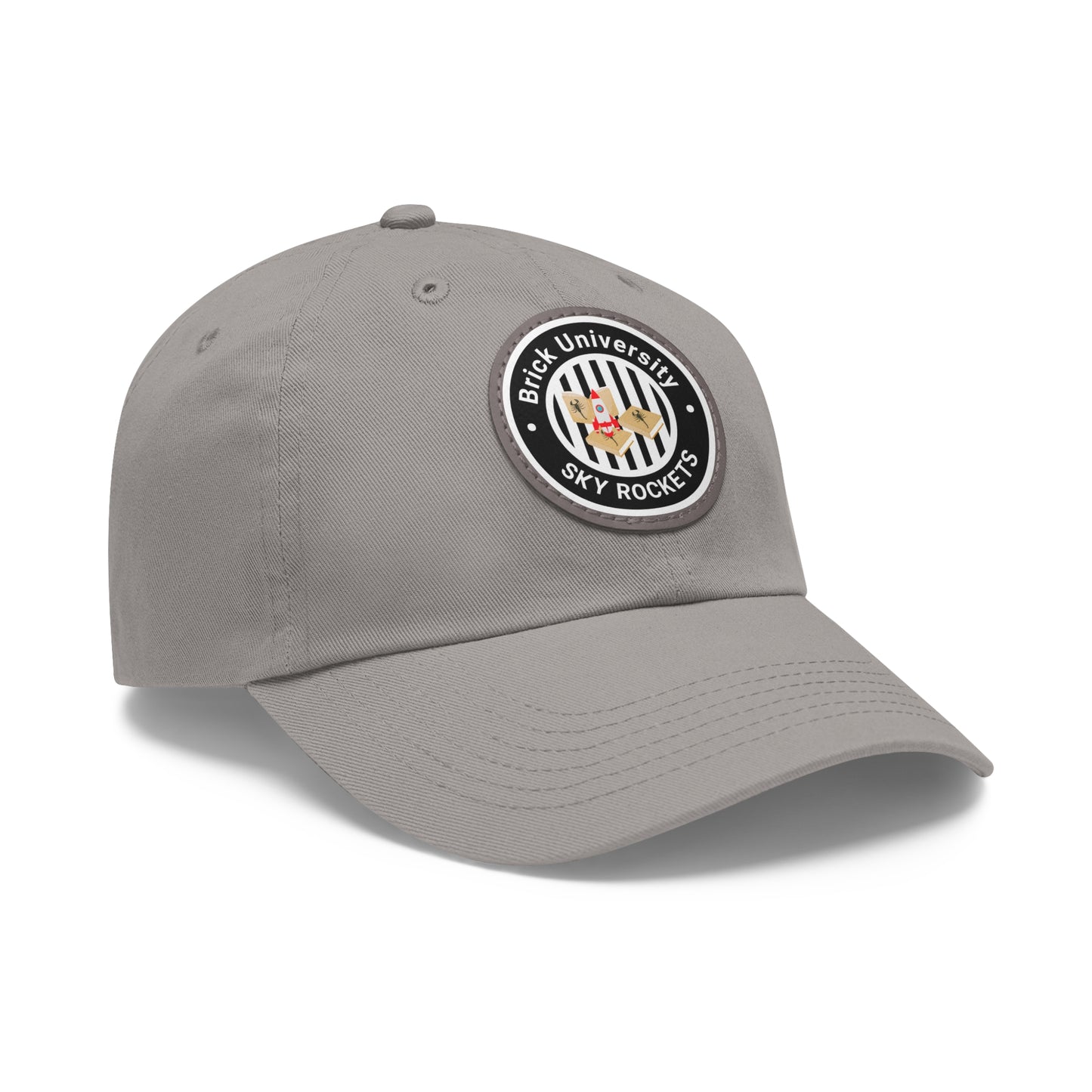 Brick University (Black Design) - Hat with Leather Patch (Round)
