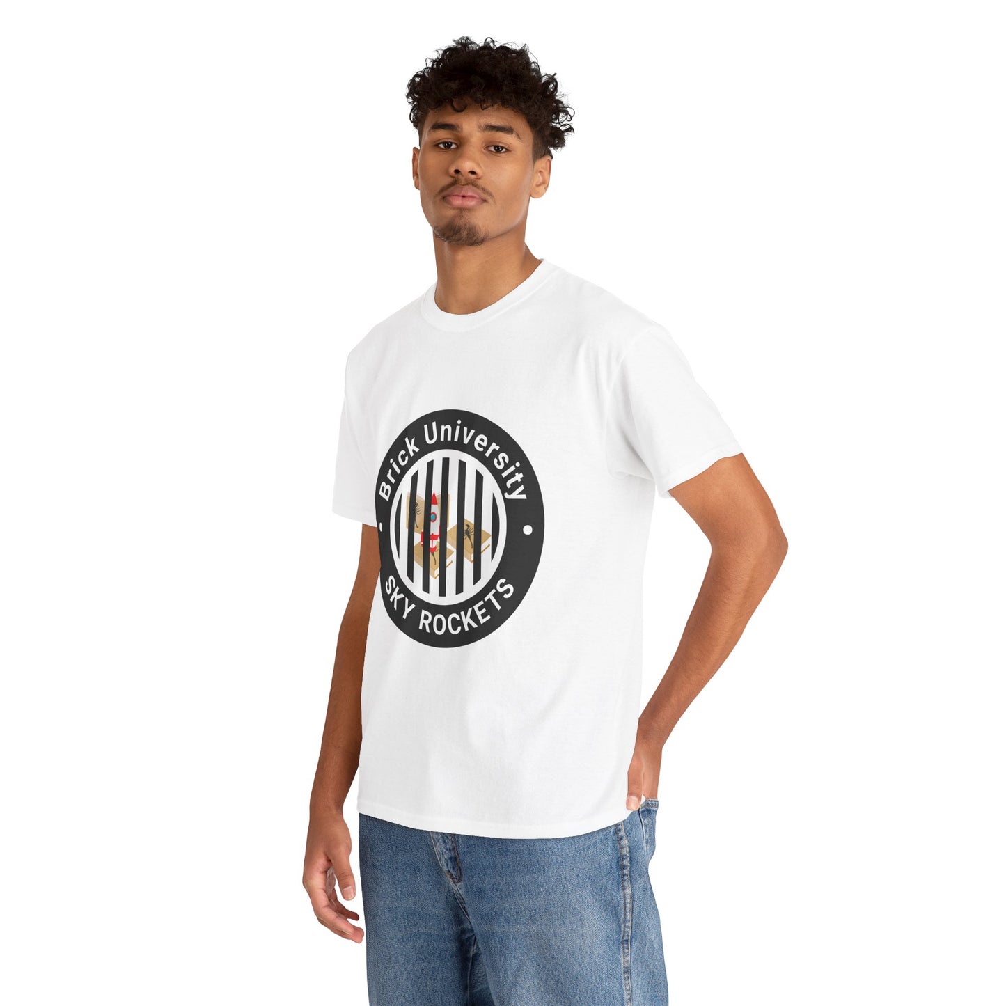 Brick University (Black Design Behind Bars) - Unisex Heavy Cotton Tee