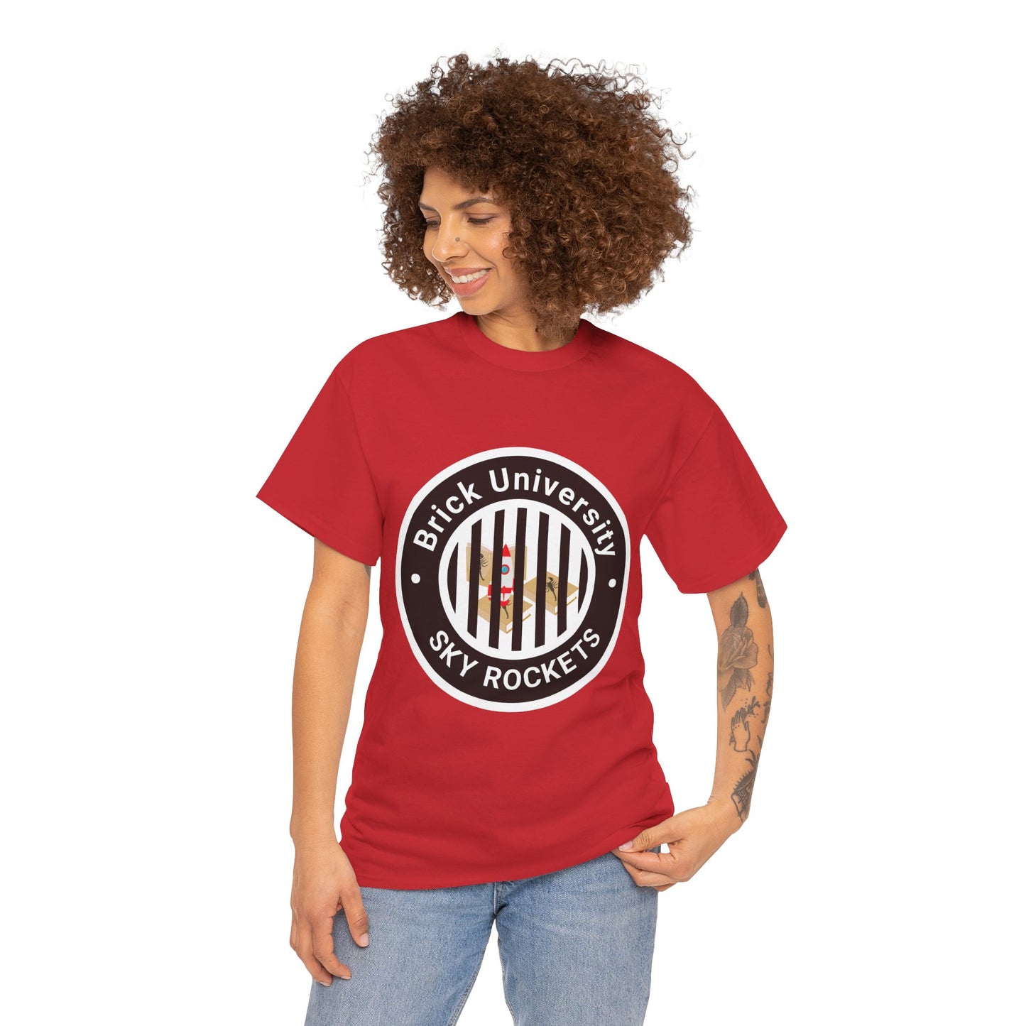 Brick University (Black Design Behind Bars) - Unisex Heavy Cotton Tee