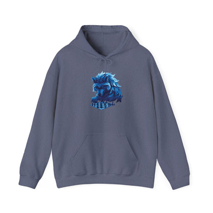 Wolf Playing Chess (Blue Team) - Unisex Heavy Blend™ Hooded Sweatshirt