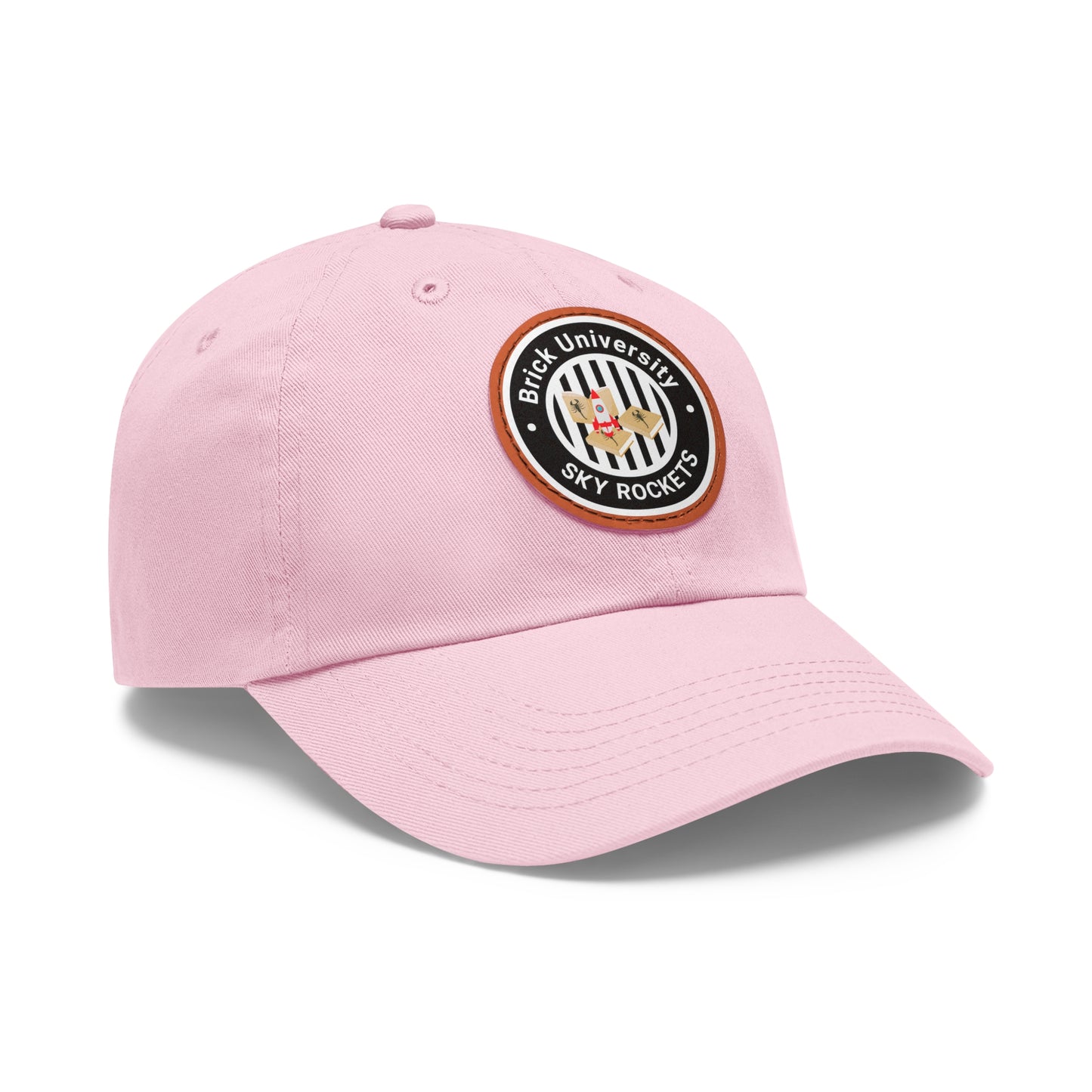 Brick University (Black Design) - Hat with Leather Patch (Round)