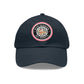Brick University (Black Design) - Hat with Leather Patch (Round)