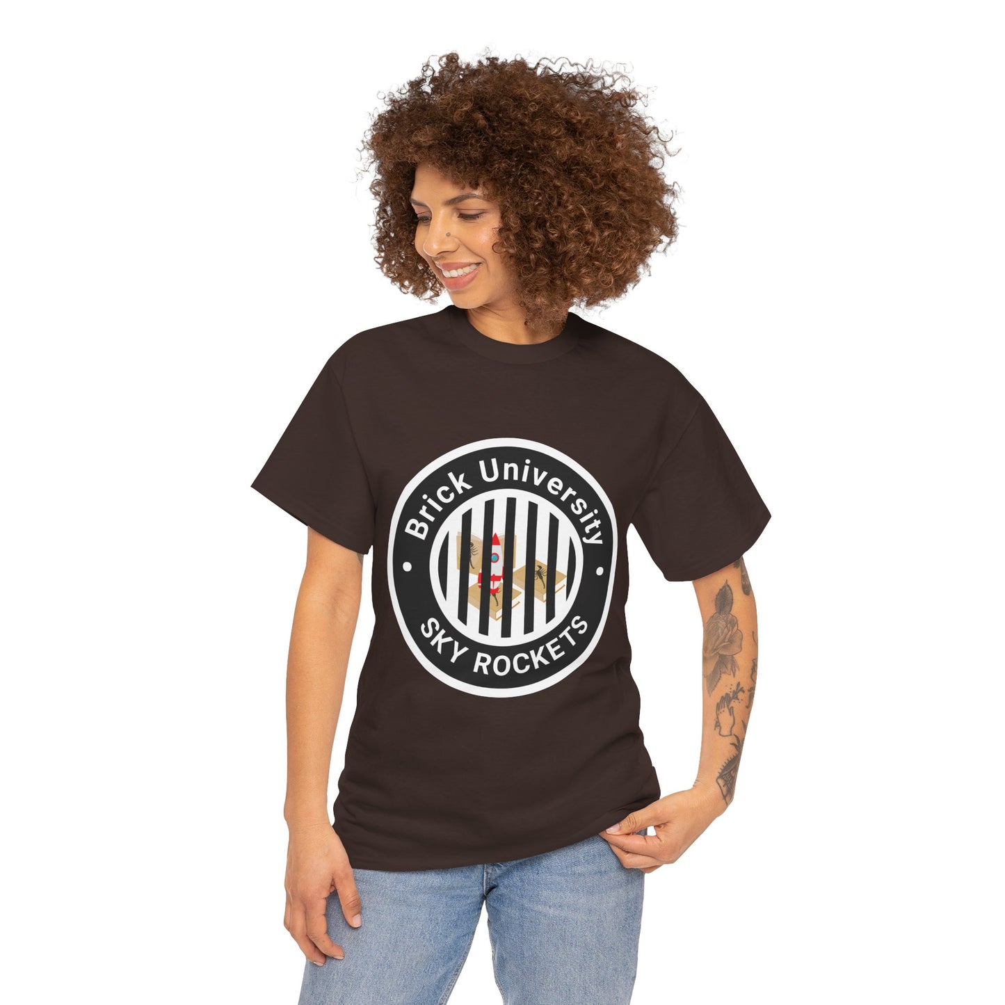 Brick University (Black Design Behind Bars) - Unisex Heavy Cotton Tee
