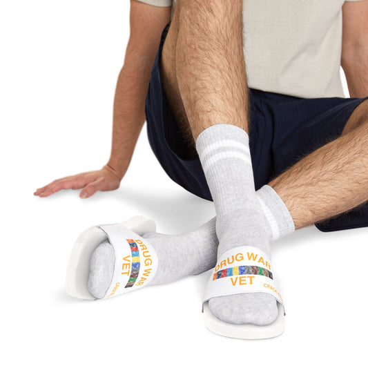 Drug War Vet - Slide Sandals — White Removable‑Strap Slides