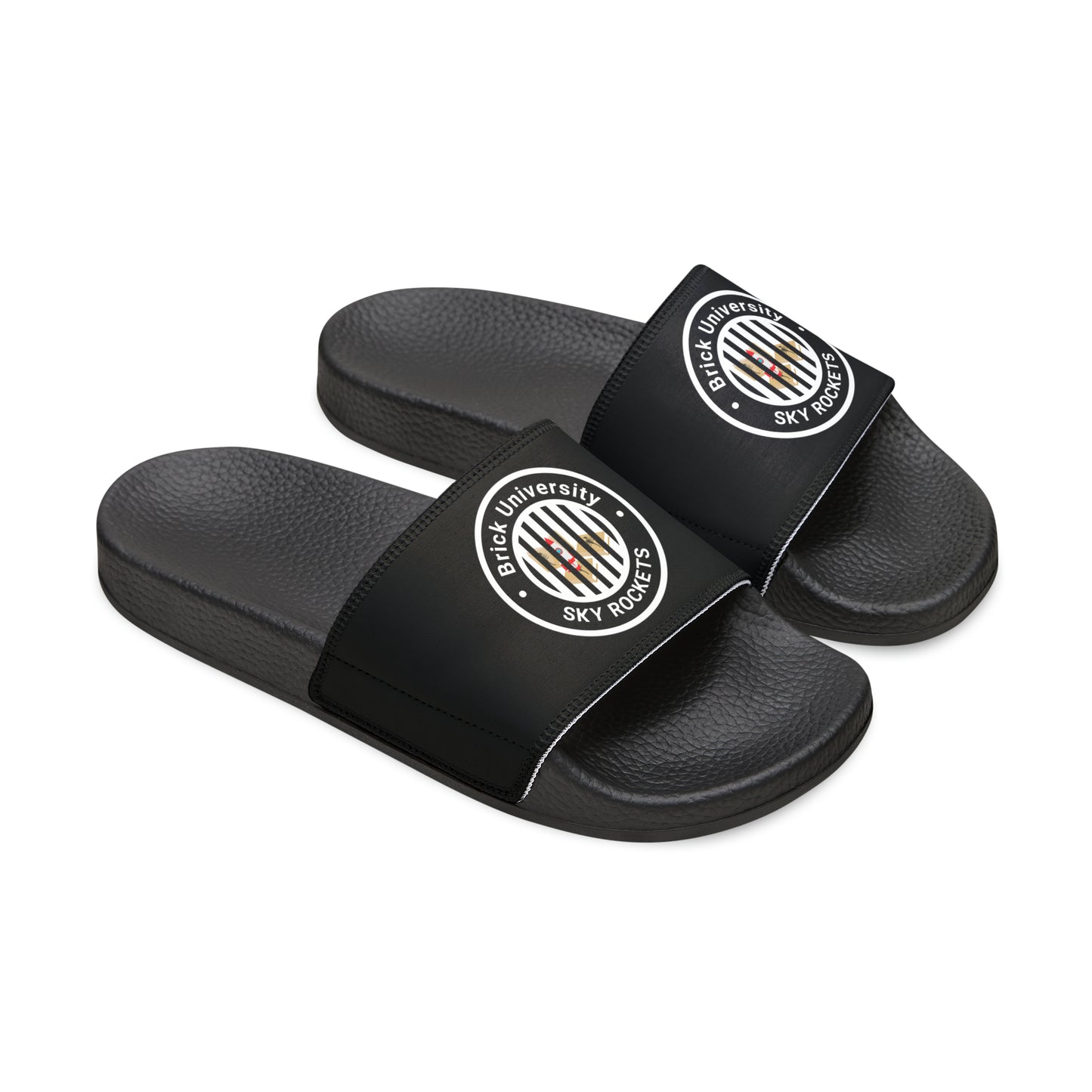 Brick University (Black Design Behind Bars) - Women's Slide Sandals