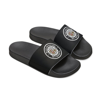 Brick University (Black Design Behind Bars) - Women's Slide Sandals