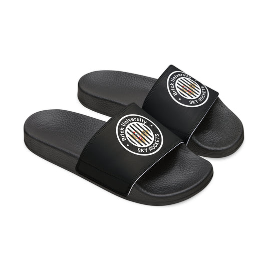 Brick University (Black Design Behind Bars) - Women's Slide Sandals