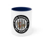 Brick University (Black Design Behind Bars) - Accent Coffee Mug, 11oz