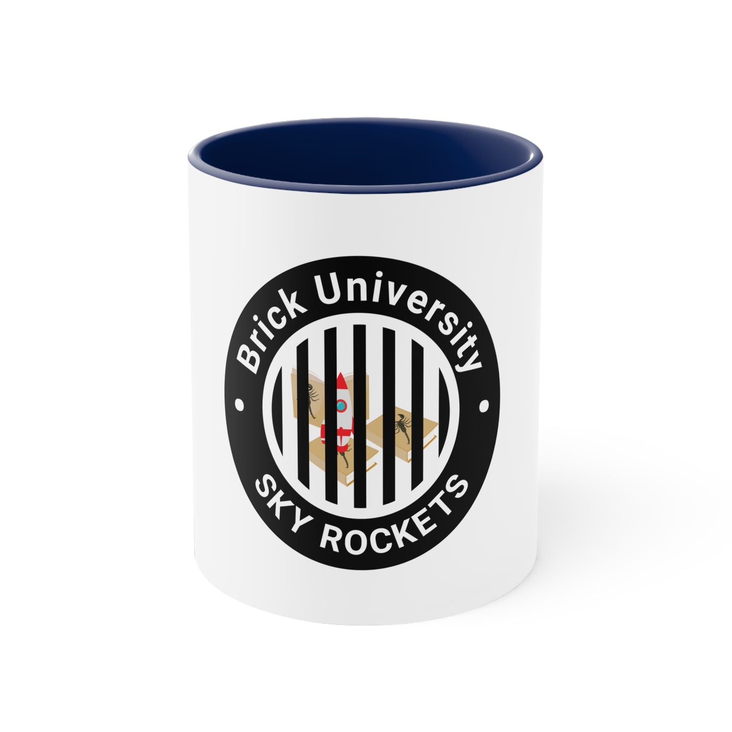 Brick University (Black Design Behind Bars) - Accent Coffee Mug, 11oz