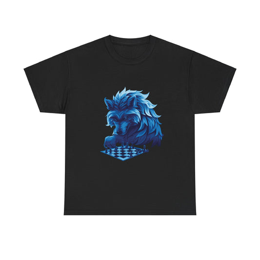 Wolf Playing Chess (Blue Team) - Unisex Heavy Cotton Tee