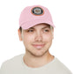 Brick University (Black Design Behind Bars) - Hat with Leather Patch (Round)