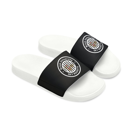 Brick University (Black Design Behind Bars) - Women's Slide Sandals