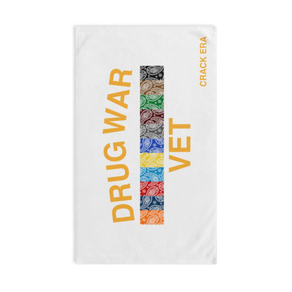Drug War Vet Hand Towel — Veterans Recovery Tribute Towel with Colorful Bandana Strip (Crack Era)