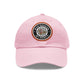 Brick University (Black Design Behind Bars) - Hat with Leather Patch (Round)