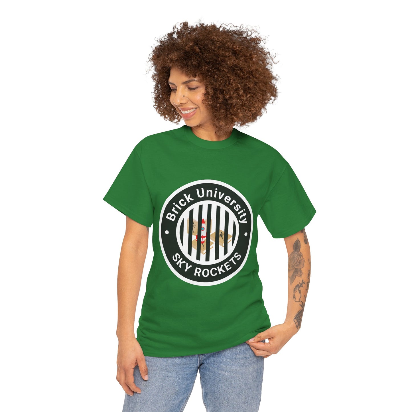 Brick University (Black Design Behind Bars) - Unisex Heavy Cotton Tee