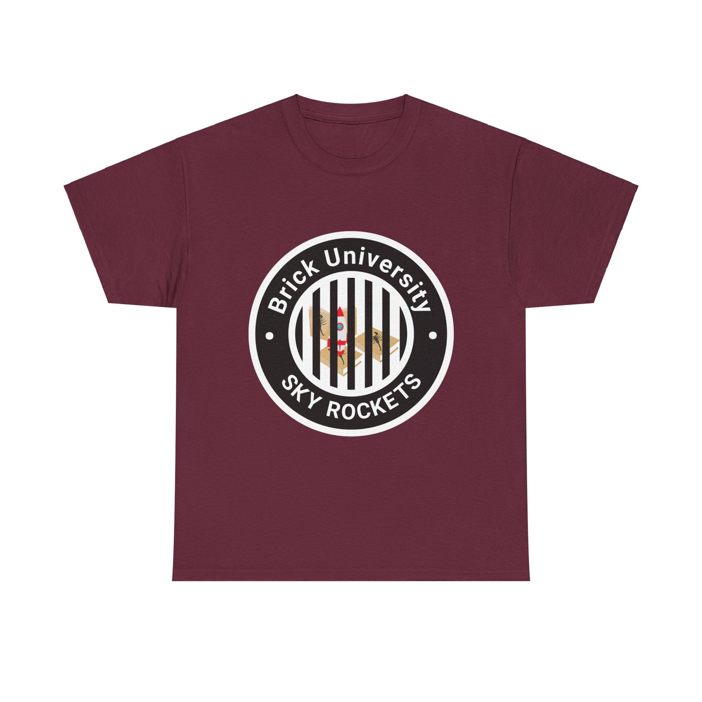 Brick University (Black Design Behind Bars) - Unisex Heavy Cotton Tee