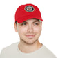 Brick University (Black Design Behind Bars) - Hat with Leather Patch (Round)