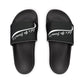 Let's Go Jesus - Slide Sandals — White Removable‑Strap Slides with ‘Let’s Go Journey’ Script